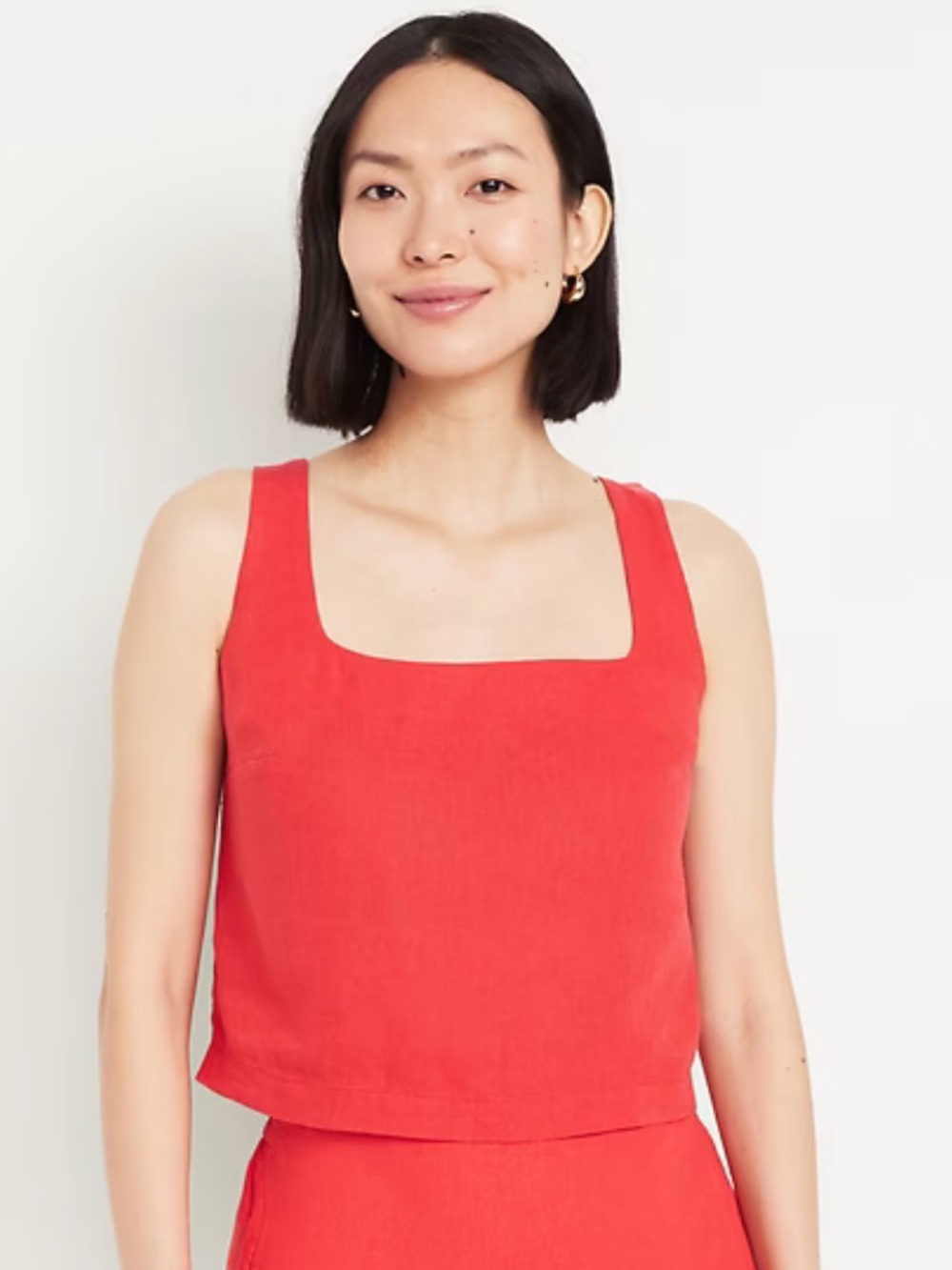 Old Navy cropped square-neck linen-blend top - size XS